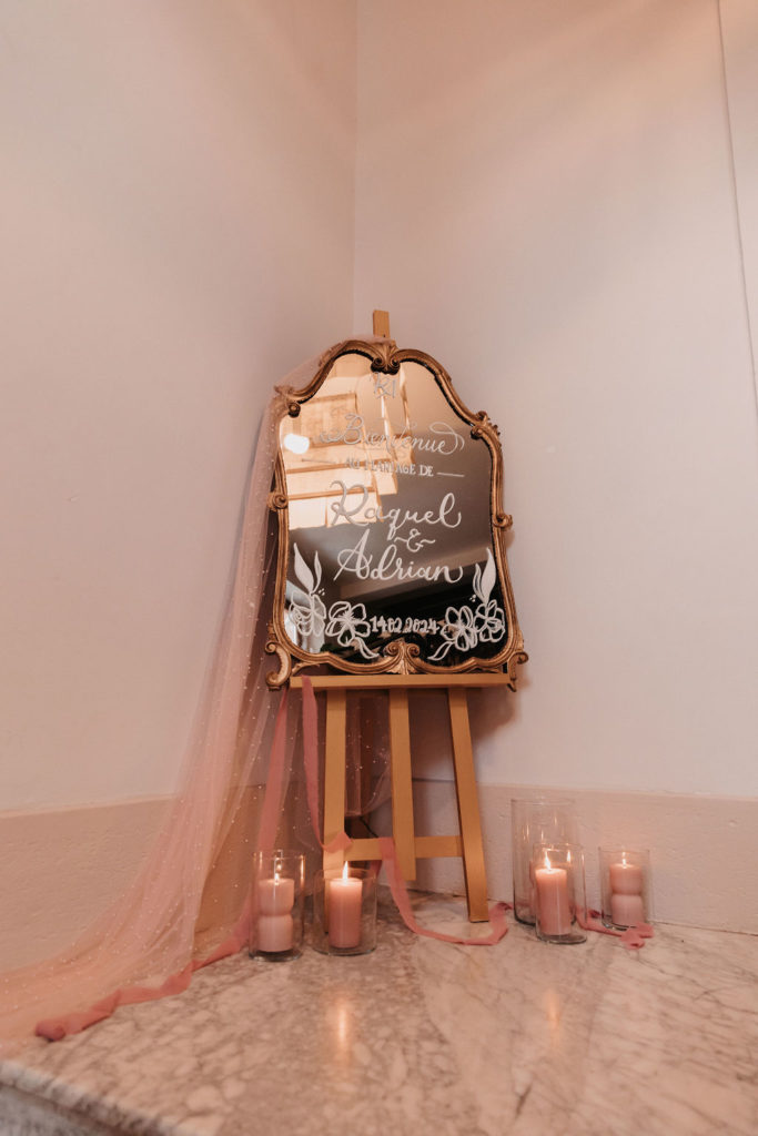 Sanda Letter_Engraver & Calligrapher in Switzerland_WELCOME SIGN_Mirror