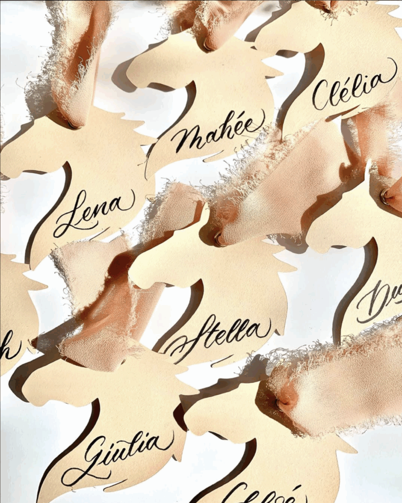 Sanda Letter engraver and calligrapher in Switzerland calligraphy place cards